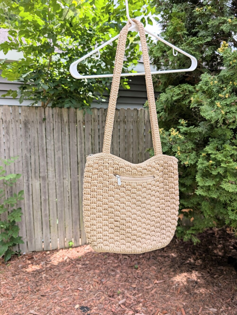 The Sak Beige Crochet Shoulder Bag